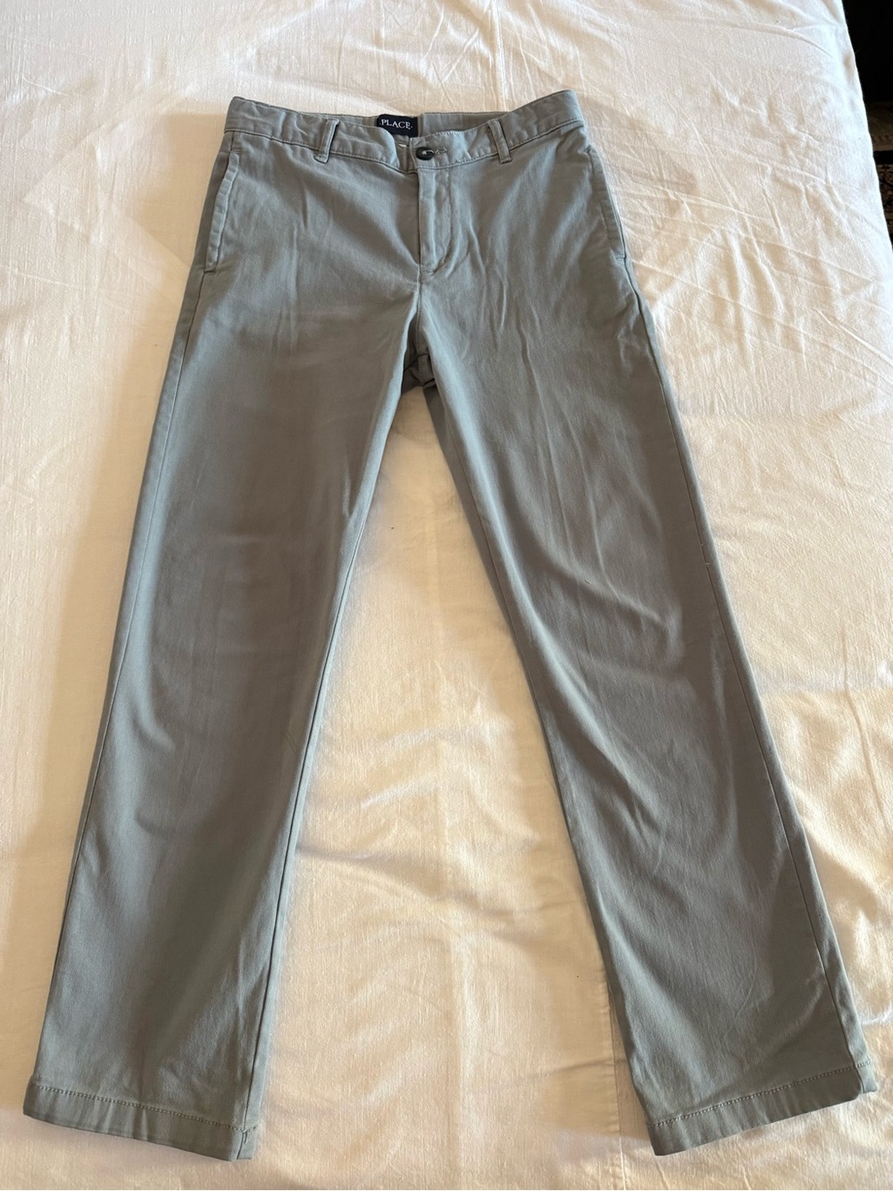 The Childrens Place Boys Gray Stretch Chino Pants Uniform Trousers Size 12